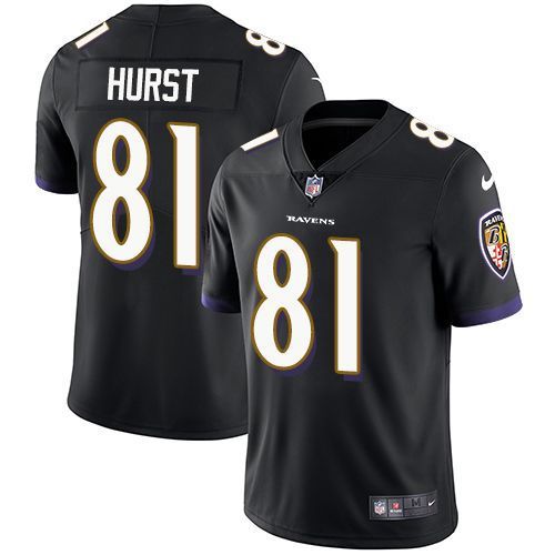 Men Baltimore Ravens 81 Hayden Hurst Nike Black Game NFL Jersey